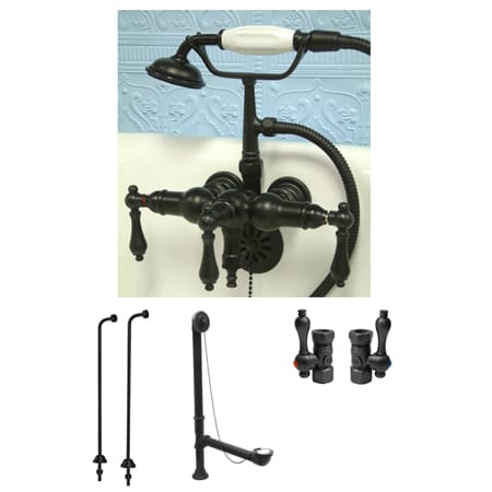 Kingston Brass Vintage Tub and Shower Trim Package with Shower Head, Shower Arm, and Tub Spout Oil Rubbed Bronze