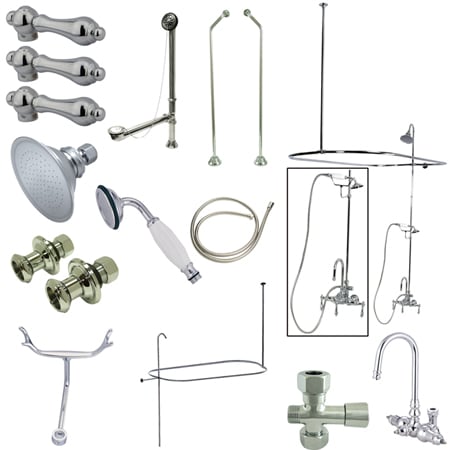 Kingston Brass Vintage Tub and Shower Trim Package with Shower Arm and Tub Spout Polished Chrome