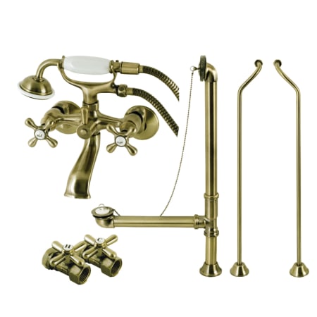 Kingston Brass Vintage Wall Mounted Clawfoot Tub Filler – Includes Hand Shower Antique Brass