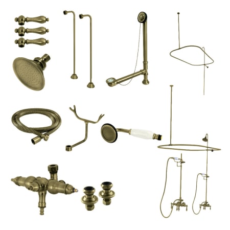 Kingston Brass Vintage Retrofit Shower with Shower Head, Hand Shower, and Hose Antique Brass