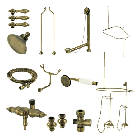 Kingston Brass Vintage Retrofit Shower with Shower Head, Hand Shower, and Hose Antique Brass