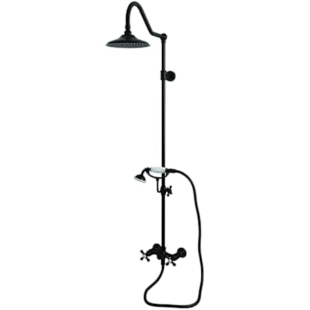 Kingston Brass Kingston Ceramic Disc Retrofit Shower System with Shower Head, Hand Shower, Shower Arm, and Hose Matte Black