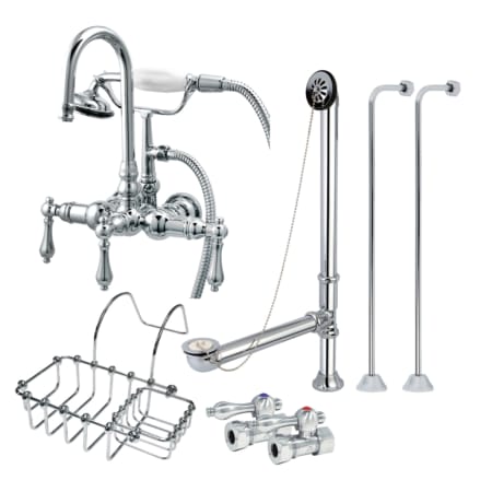 Kingston Brass Wall Mounted Tub Filler - Includes Hand Shower Polished Chrome