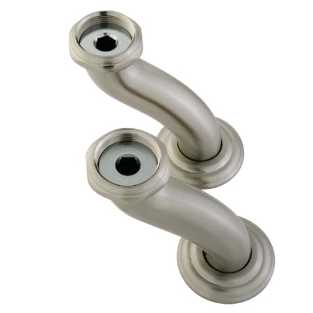 Kingston Brass S Shape Swing Elbow for 7" Centers Deck Mount Tub Filler with Hand Shower Brushed Nickel
