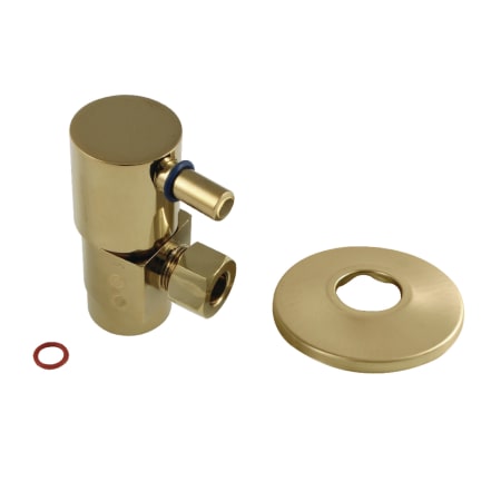 Kingston Brass Quarter Turn Water Supply Stop Valve with Ceramic Disc, Flange, and Lever Handle Brushed Brass