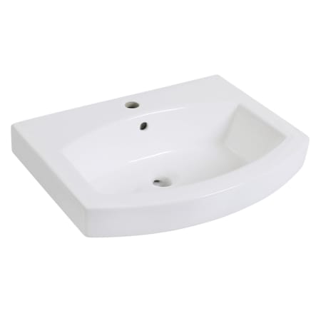 Kingston Brass Inflection 24" Ceramic Semi-Recessed Bathroom Sink with Overflow and Single Faucet Hole White