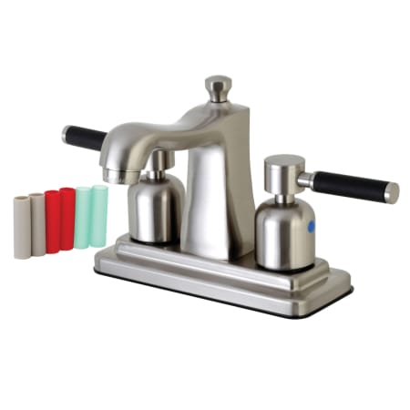Kingston Brass Kaiser 1.2 GPM Centerset Bathroom Faucet with Pop-Up Drain Assembly Brushed Nickel