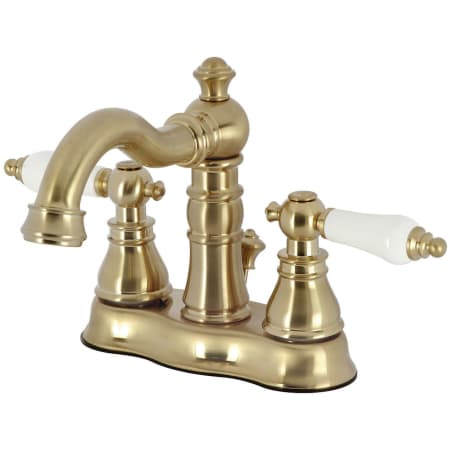 Kingston Brass American Patriot 1.2 GPM Centerset Bathroom Faucet with Pop-Up Drain Assembly Brushed Brass