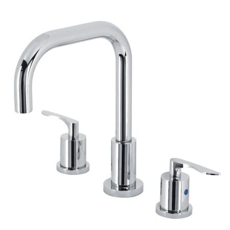 Kingston Brass Serena 1.2 GPM Deck Mounted Widespread Bathroom Faucet with Pop-Up Drain Assembly Polished Chrome