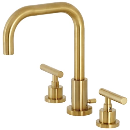 Kingston Brass Manhattan 1.2 GPM Widespread Bathroom Faucet with Pop-Up Drain Assembly Brushed Brass
