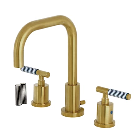 Kingston Brass Synchronous 1.2 GPM Widespread Bathroom Faucet with Pop-Up Drain Assembly Brushed Brass