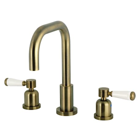 Kingston Brass Paris 1.2 GPM Widespread Bathroom Faucet with Pop-Up Drain Assembly Antique Brass