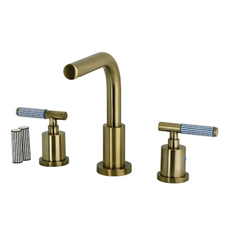 Kingston Brass Verona 1.2 GPM Widespread Bathroom Faucet with Pop-Up Drain Assembly Antique Brass