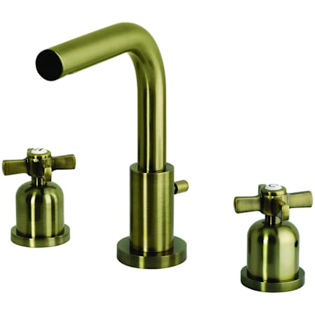 Kingston Brass Millennium 1.2 GPM Widespread Bathroom Faucet with Pop-Up Drain Assembly Antique Brass