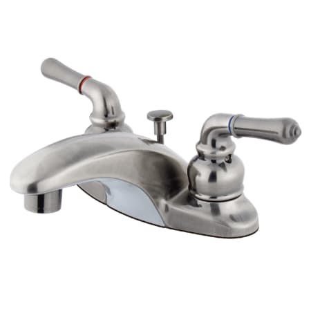 Kingston Brass Magellan 1.2 GPM Centerset Bathroom Faucet with Pop-Up Drain Assembly Black Stainless