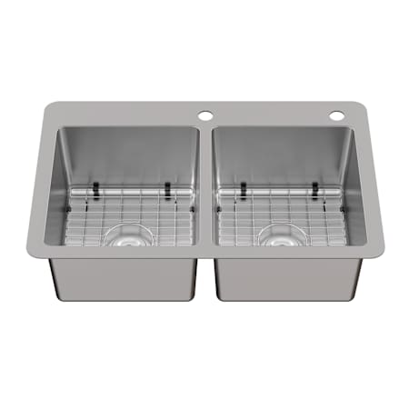 Kingston Brass Calgary 33" Drop In Double Basin Stainless Steel Kitchen Sink with Basket Strainer Brushed Stainless Steel