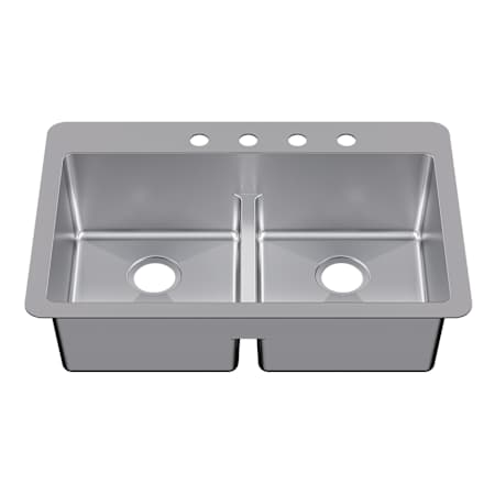 Kingston Brass Quebec 33" Drop In Double Basin Stainless Steel Kitchen Sink Brushed Stainless Steel