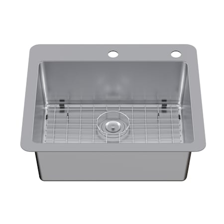 Kingston Brass Calgary 25" Drop In Single Basin Stainless Steel Kitchen Sink with Basket Strainer Brushed Stainless Steel