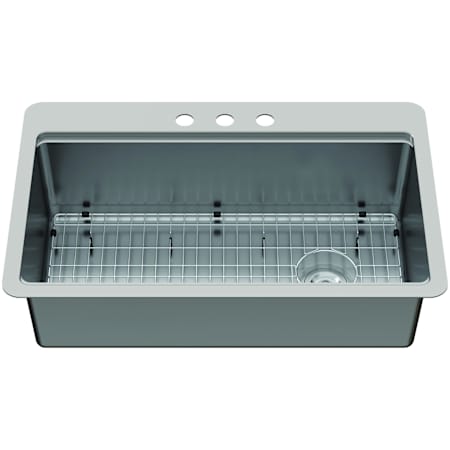 Kingston Brass Calgary 33" Drop In Single Basin Stainless Steel Kitchen Sink with Basket Strainer Brushed Nickel