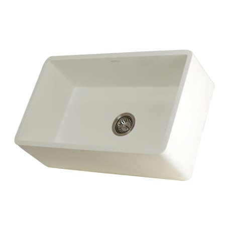 Kingston Brass Arcticstone 30" Farmhouse Single Basin Stone Composite Kitchen Sink with Basket Strainer Matte White