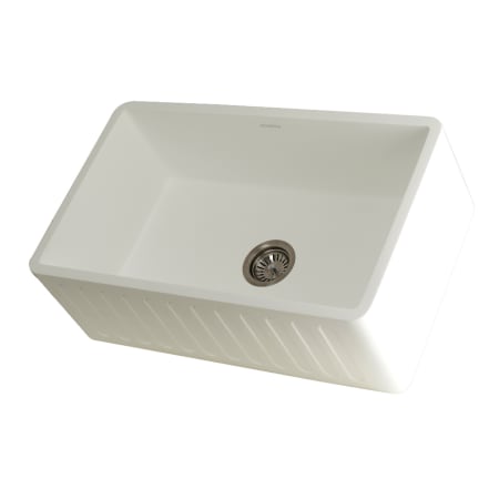 Kingston Brass Arcticstone 30" Farmhouse Single Basin Stone Composite Kitchen Sink with Basket Strainer Matte White