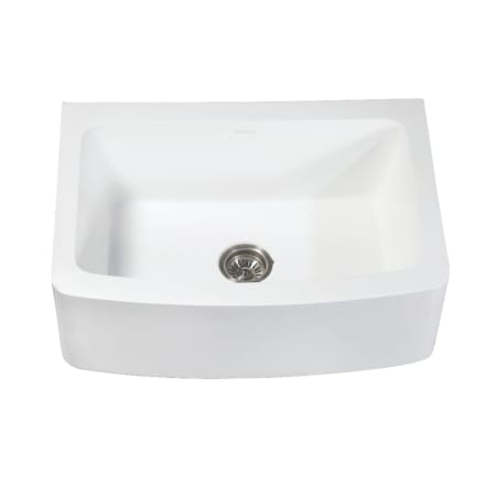 Kingston Brass Arcticstone 30" Farmhouse Single Basin Stone Composite Kitchen Sink with Basket Strainer Matte White