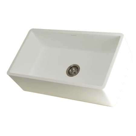 Kingston Brass Arcticstone 33" Farmhouse Single Basin Stone Composite Kitchen Sink with Basket Strainer Matte White