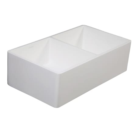 Kingston Brass Arcticstone 33" Farmhouse Double Basin Stone Composite Kitchen Sink with Basket Strainers Matte White