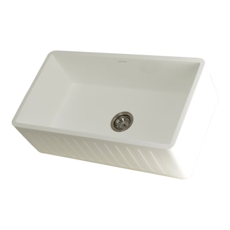 Kingston Brass Arcticstone 33" Farmhouse Single Basin Stone Composite Kitchen Sink with Basket Strainer Matte White