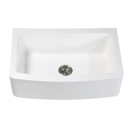 Kingston Brass Arcticstone 33" Farmhouse Single Basin Stone Composite Kitchen Sink with Basket Strainer Matte White