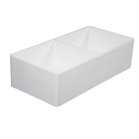 Kingston Brass Arcticstone 36" Farmhouse Double Basin Stone Composite Kitchen Sink with Basket Strainers Matte White