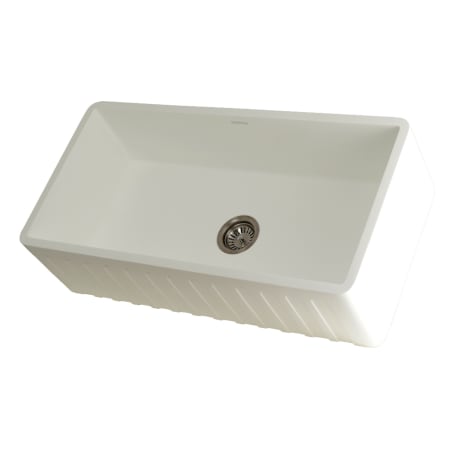 Kingston Brass Arcticstone 36" Farmhouse Single Basin Stone Composite Kitchen Sink with Basket Strainer Matte White
