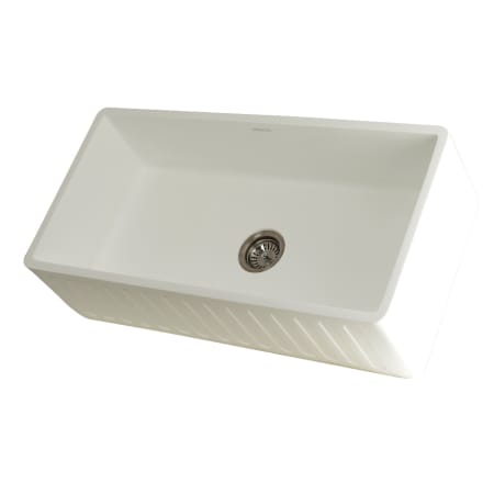 Kingston Brass Arcticstone 36" Farmhouse Single Basin Stone Composite Kitchen Sink with Basket Strainer Matte White