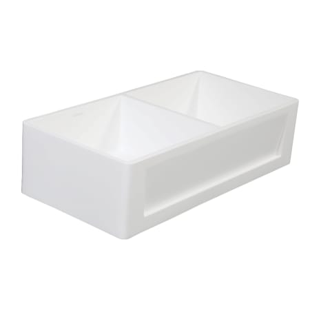 Kingston Brass Arcticstone 36" Farmhouse Double Basin Stone Composite Kitchen Sink with Basket Strainers Matte White