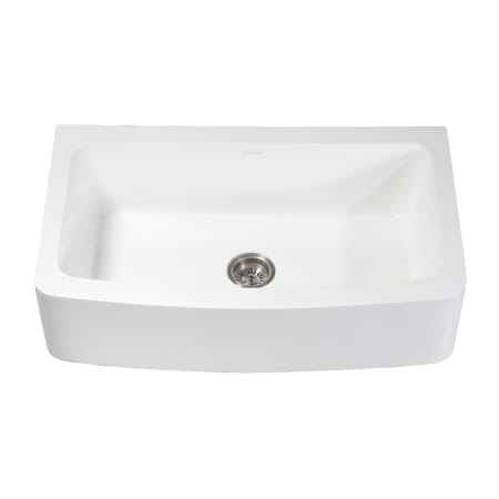 Kingston Brass Arcticstone 36" Farmhouse Single Basin Stone Composite Kitchen Sink with Basket Strainer Matte White