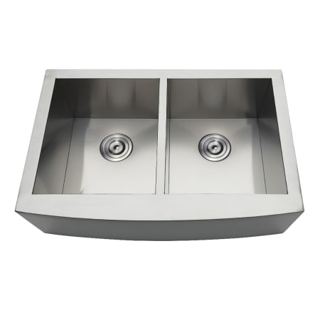 Kingston Brass Uptowne 30" Farmhouse Double Basin Stainless Steel Kitchen Sink with Basket Strainers Brushed