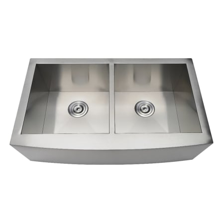 Kingston Brass Uptowne 33" Farmhouse Double Basin Stainless Steel Kitchen Sink with Basket Strainers Brushed