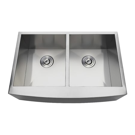 Kingston Brass Uptowne 30" Farmhouse Double Basin Stainless Steel Kitchen Sink with Basket Strainers Brushed