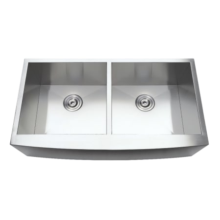 Kingston Brass Uptowne 36" Farmhouse Double Basin Stainless Steel Kitchen Sink with Basket Strainers Brushed