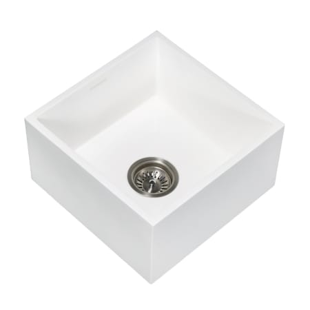 Kingston Brass Arcticstone 15" Farmhouse Single Basin Solid Surface Kitchen Sink with Basket Strainer Matte White