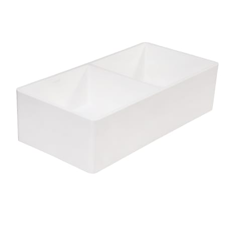 Kingston Brass Arcticstone 24" Farmhouse Double Basin Kitchen Sink with Basket Strainer Matte / Glossy White