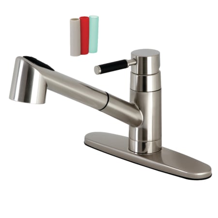 Kingston Brass Kaiser 1.8 GPM Single Hole Pull Out Kitchen Faucet Brushed Nickel