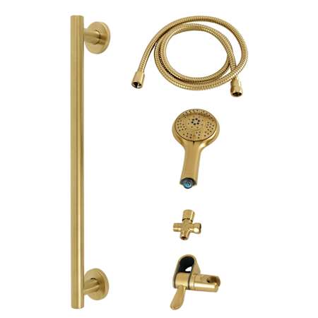 Kingston Brass Made to Match 1.8 GPM Multi Function Vilbosch Hand Shower Package - Includes Slide Bar, and Hose Brushed Brass