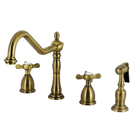 Kingston Brass Essex 1.8 GPM Widespread Kitchen Faucet - Includes Escutcheon and Side Spray Antique Brass