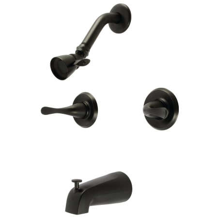 Kingston Brass Yosemite Tub and Shower Trim Package with 1.8 GPM Single Function Shower Head Matte Black