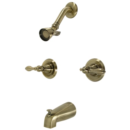 Kingston Brass American Classic Tub and Shower Trim Package with 1.8 GPM Single Function Shower Head Antique Brass