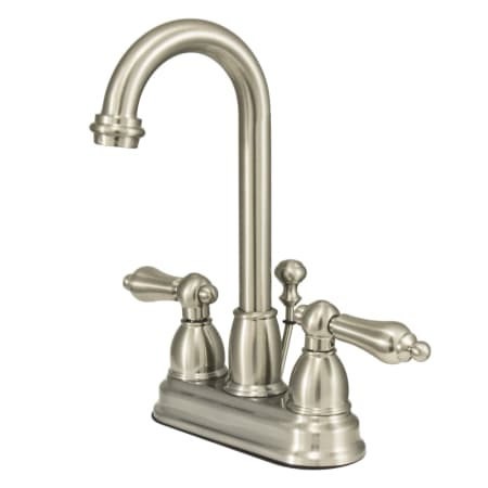 Kingston Brass Restoration 1.2 GPM Centerset Bathroom Faucet with Pop-Up Drain Assembly Brushed Nickel
