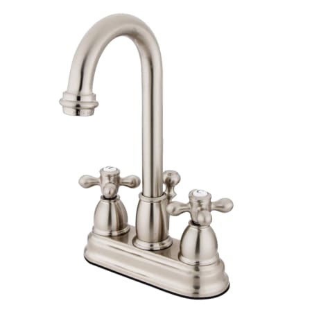 Kingston Brass Restoration 1.2 GPM Centerset Bathroom Faucet with Pop-Up Drain Assembly Brushed Nickel