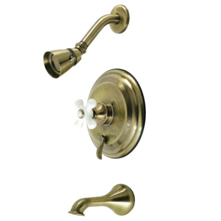 Kingston Brass Restoration Tub and Shower Trim Package with Single Function Shower Head Antique Brass