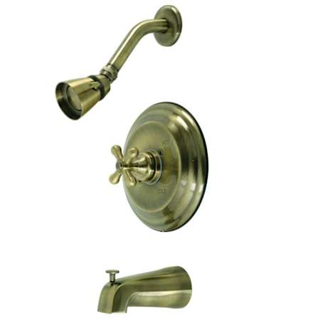 Kingston Brass Restoration Tub and Shower Trim Package with 1.8 GPM Single Function Shower Head Antique Brass